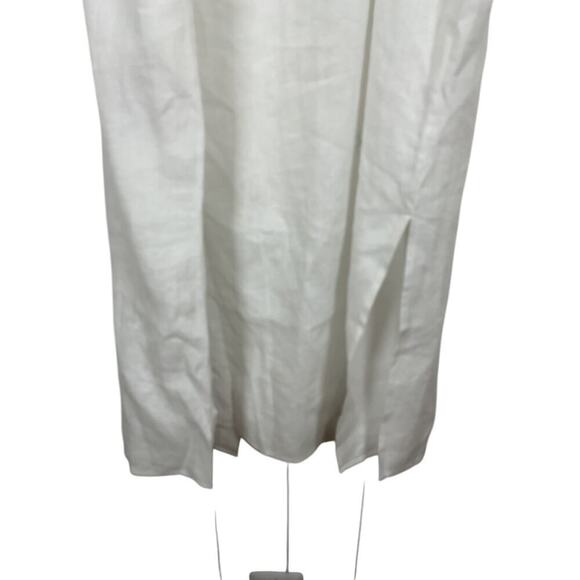 Eberjey The Harper White Linen Short PUff Sleeve Button Down Midi Dress Size XL - Picture 10 of 11